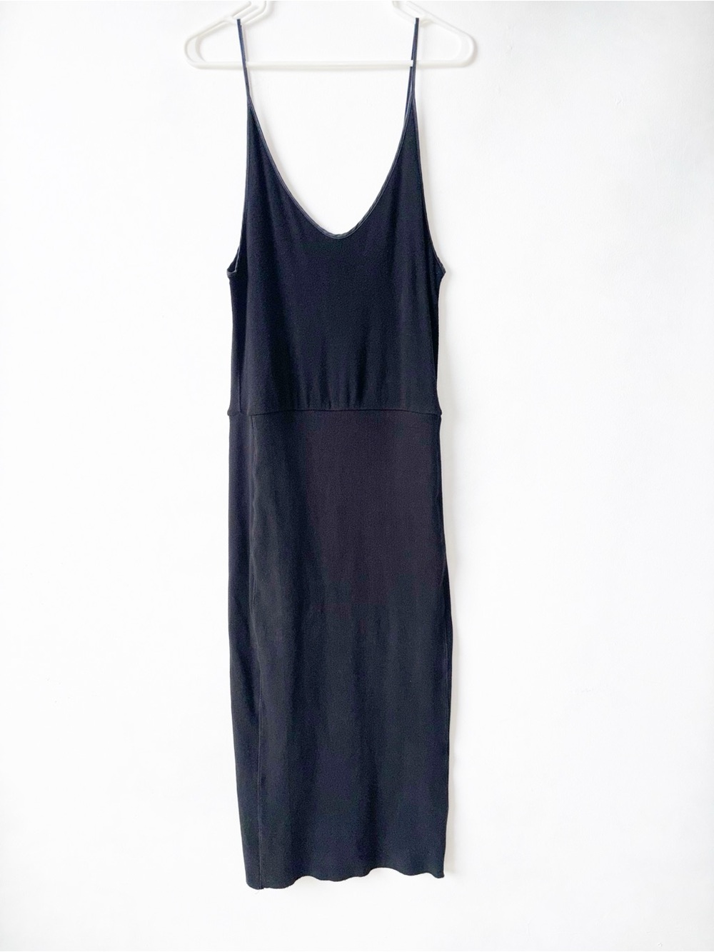 James Perse Standard Black Ribbed Dress